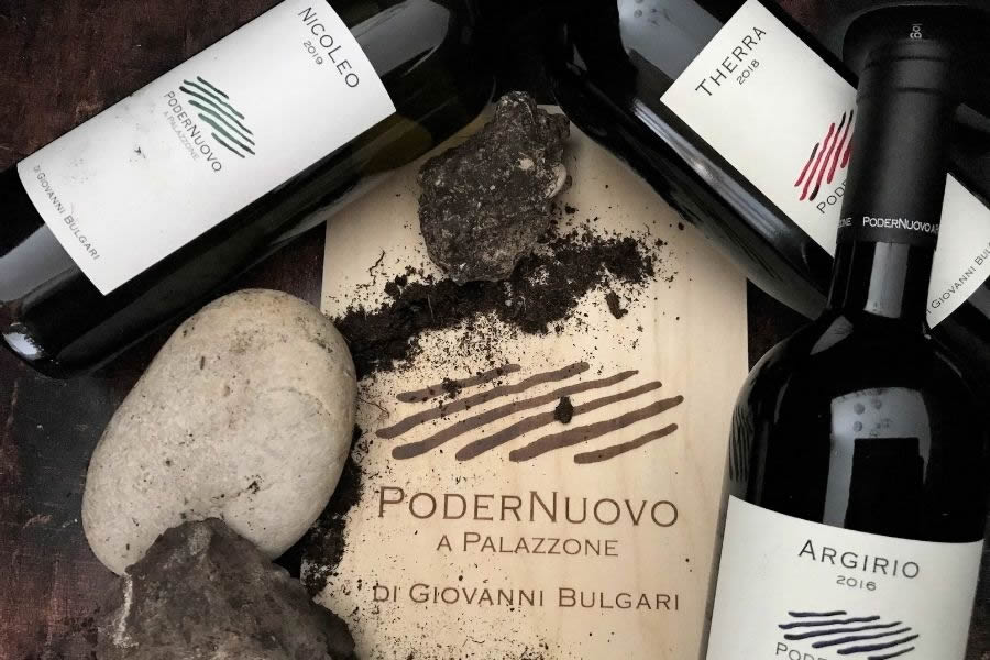 3 etichette della cantina Podernuovo a Palazzone